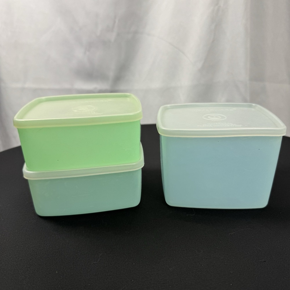 3pcs Vintage Tupperware Blue & Green With Lifs